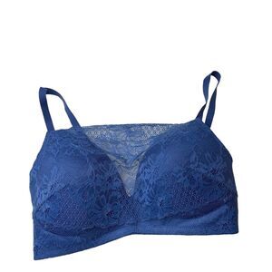 Modern Movement Wire-Free Cami Bra. Size 32DD Blue Lace